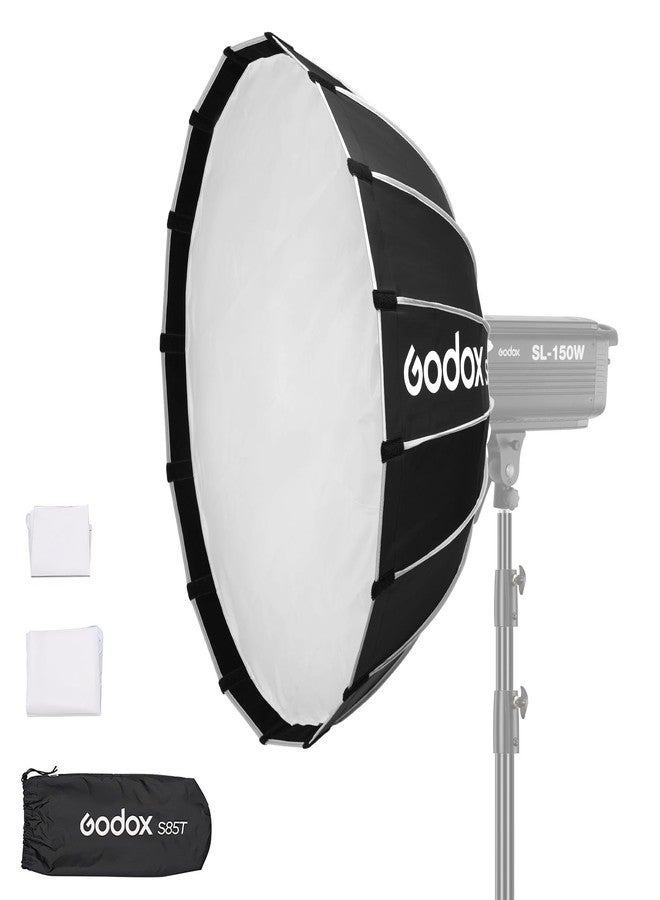 جودوكس صندوق إضاءة ناعم Godox Bowens Mount مقاس 85 سم (33.5 بوصة)، صندوق إضاءة ناعم Godox S85T مع موزع ضوء، تحرير سريع، صغير الحجم، مناسب للتصوير الفوتوغرافي، إضاءة مستمرة، فلاش ستروب - Image 1